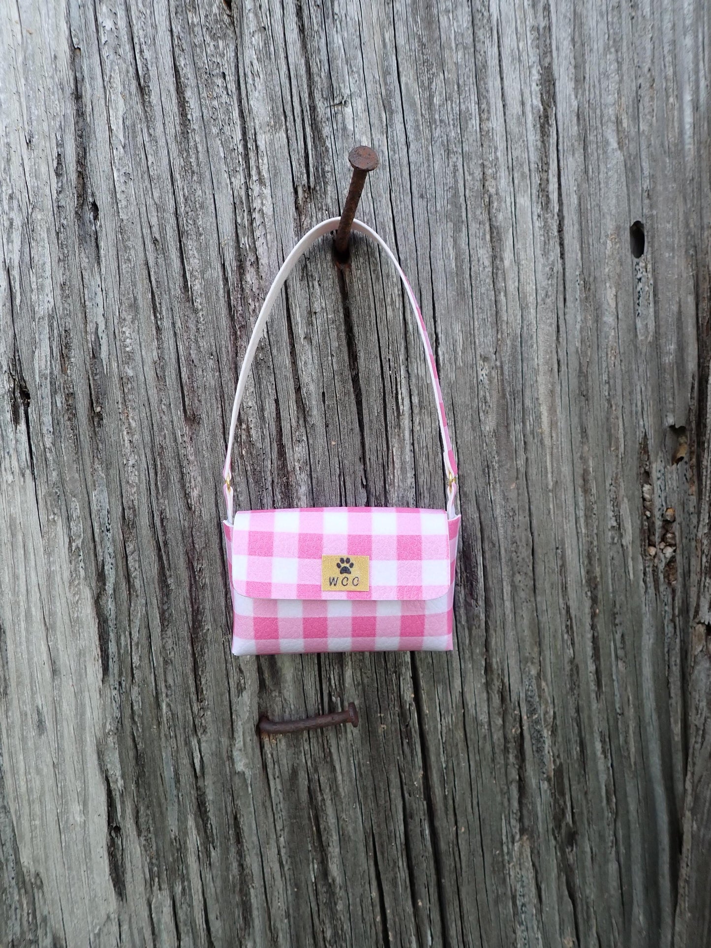 Smart doll pink plaid checkered shoulder bag purse