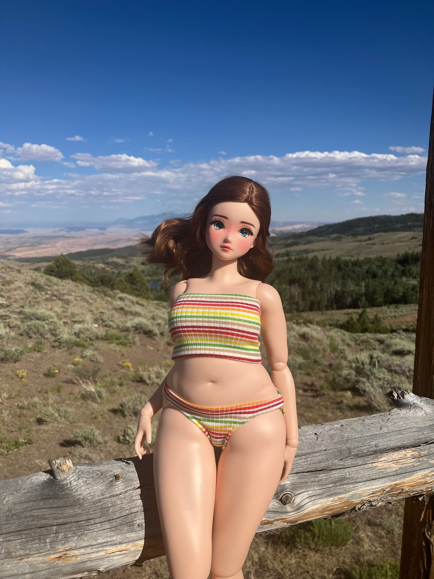 MADE TO ORDER Smart doll PEAR retro stripes swimsuit bikini