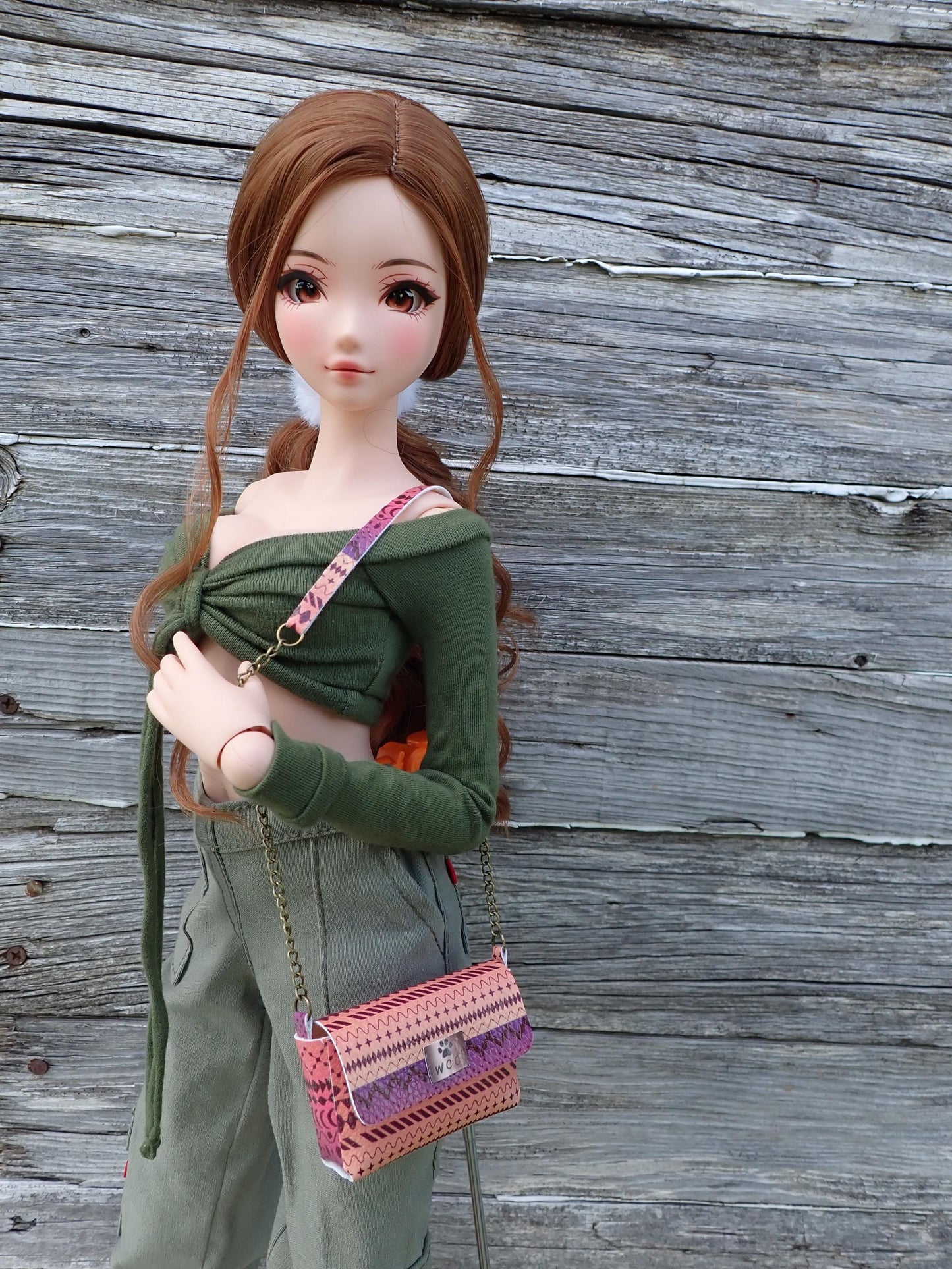 Smart doll purse sunset peach purple southwestern print