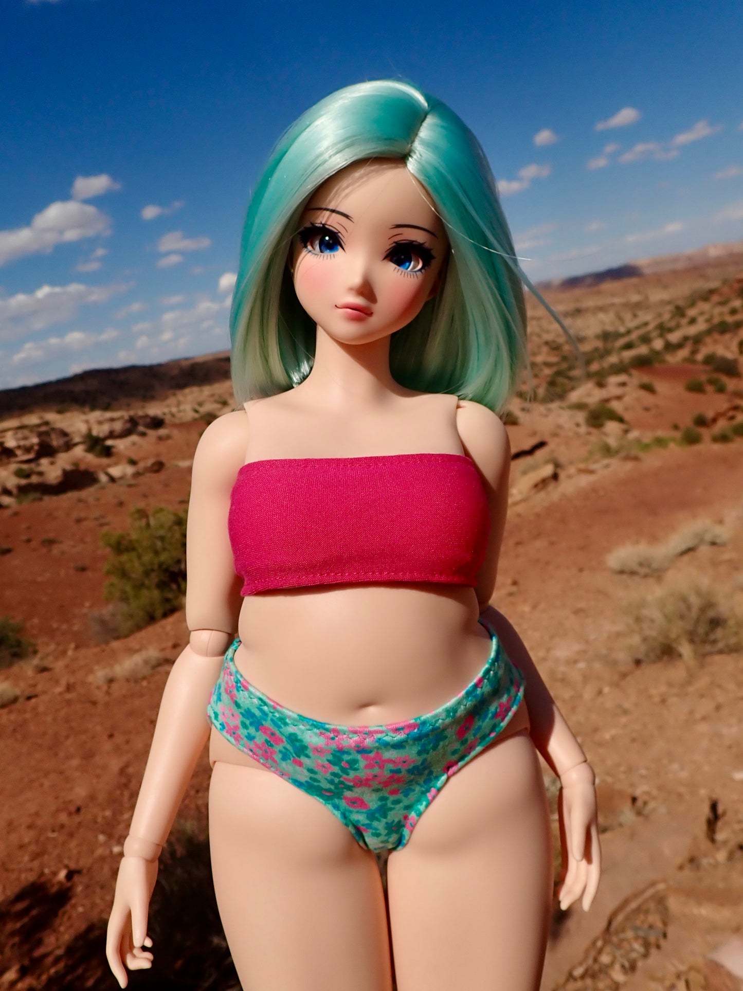 MADE TO ORDER Smart doll PEAR mint and pink flowers bikini