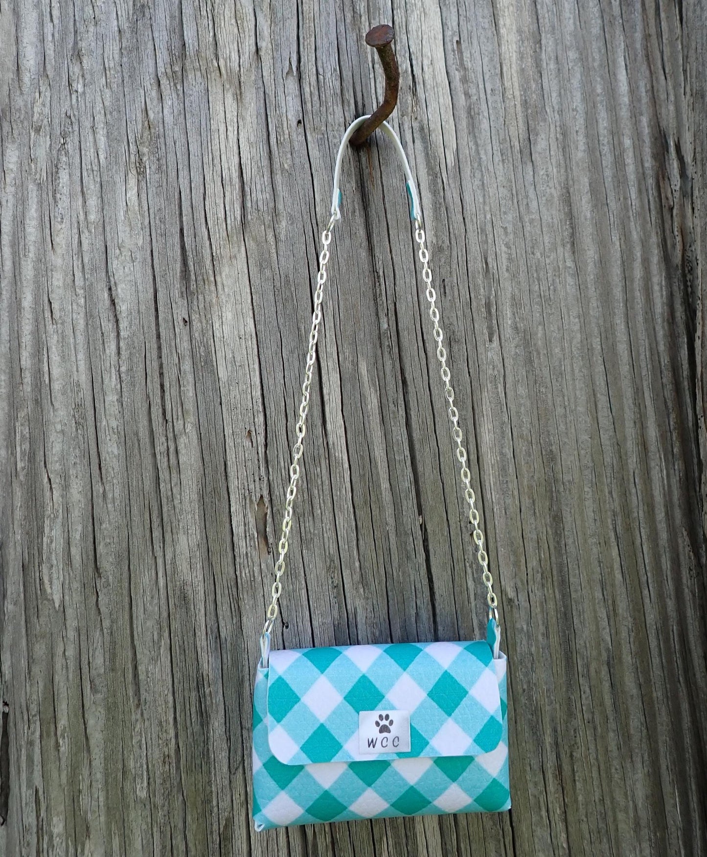 Smart doll purse teal plaid