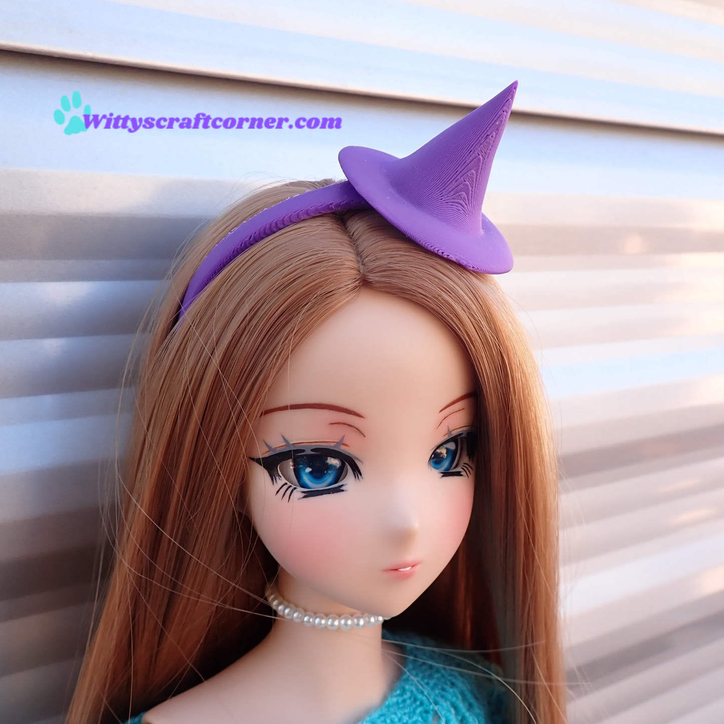 Smart doll headband witch hat purple 3D printed