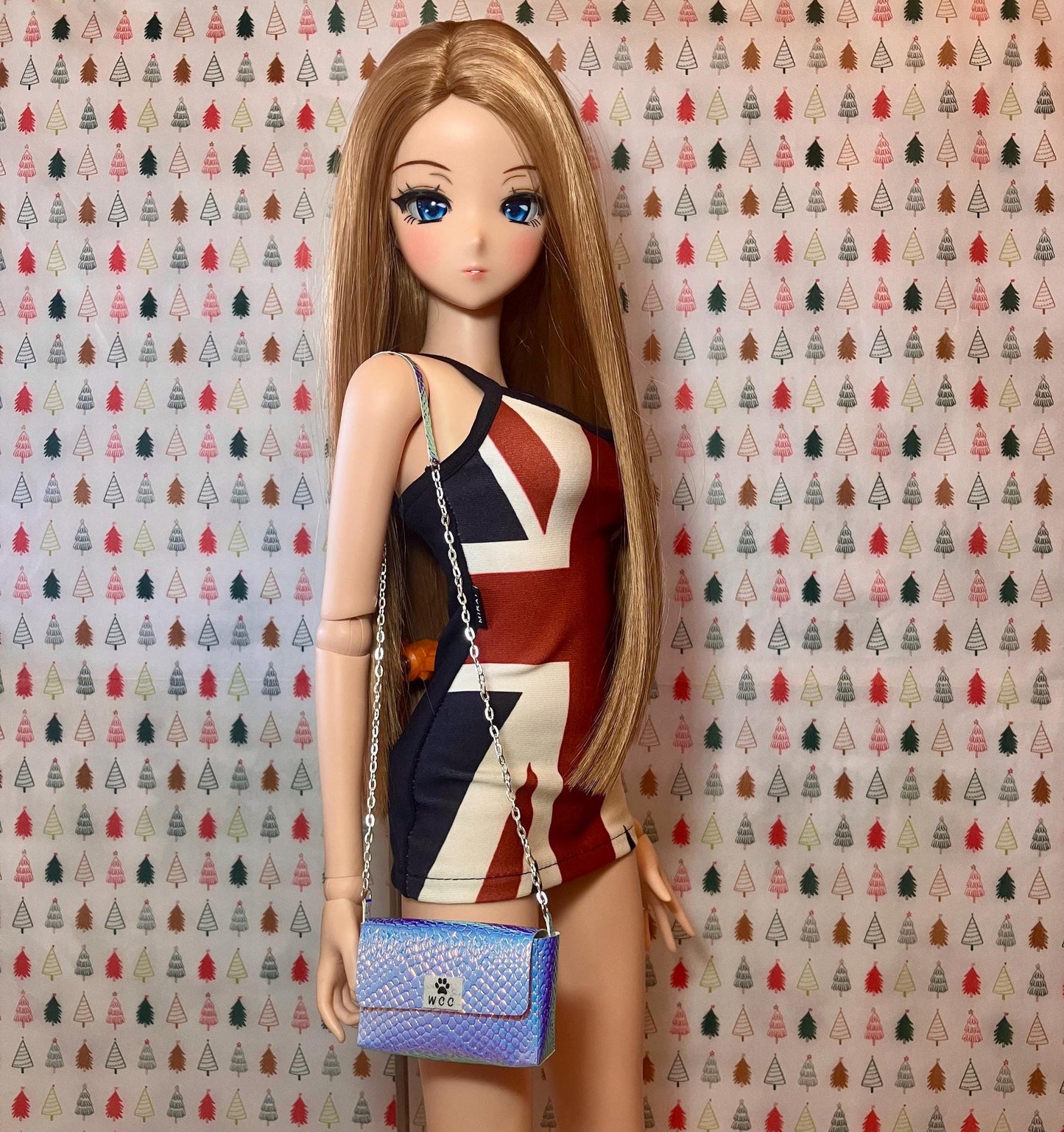 Smart doll purse iridescent mermaid scale