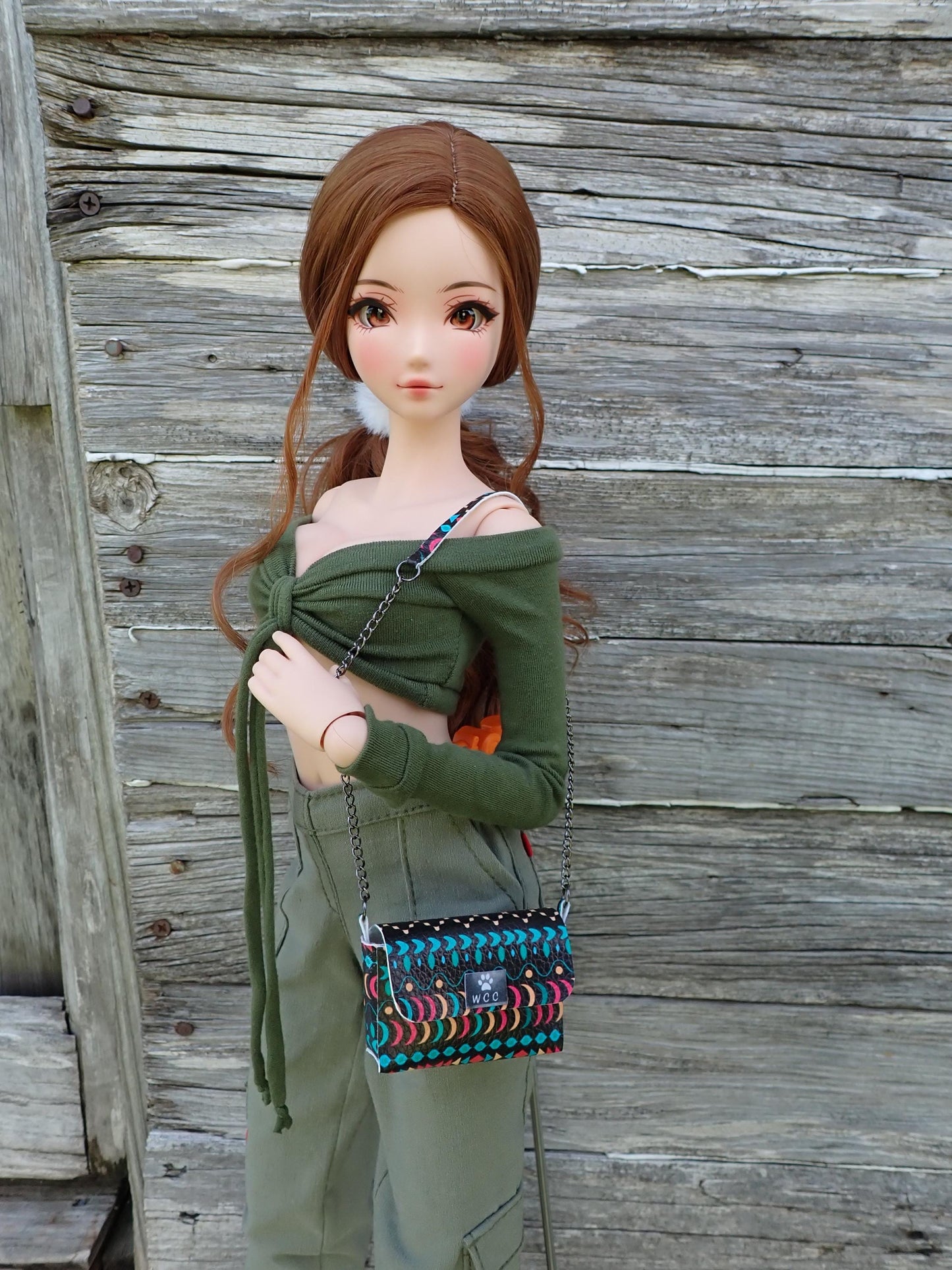 Smart doll purse black southwestern print
