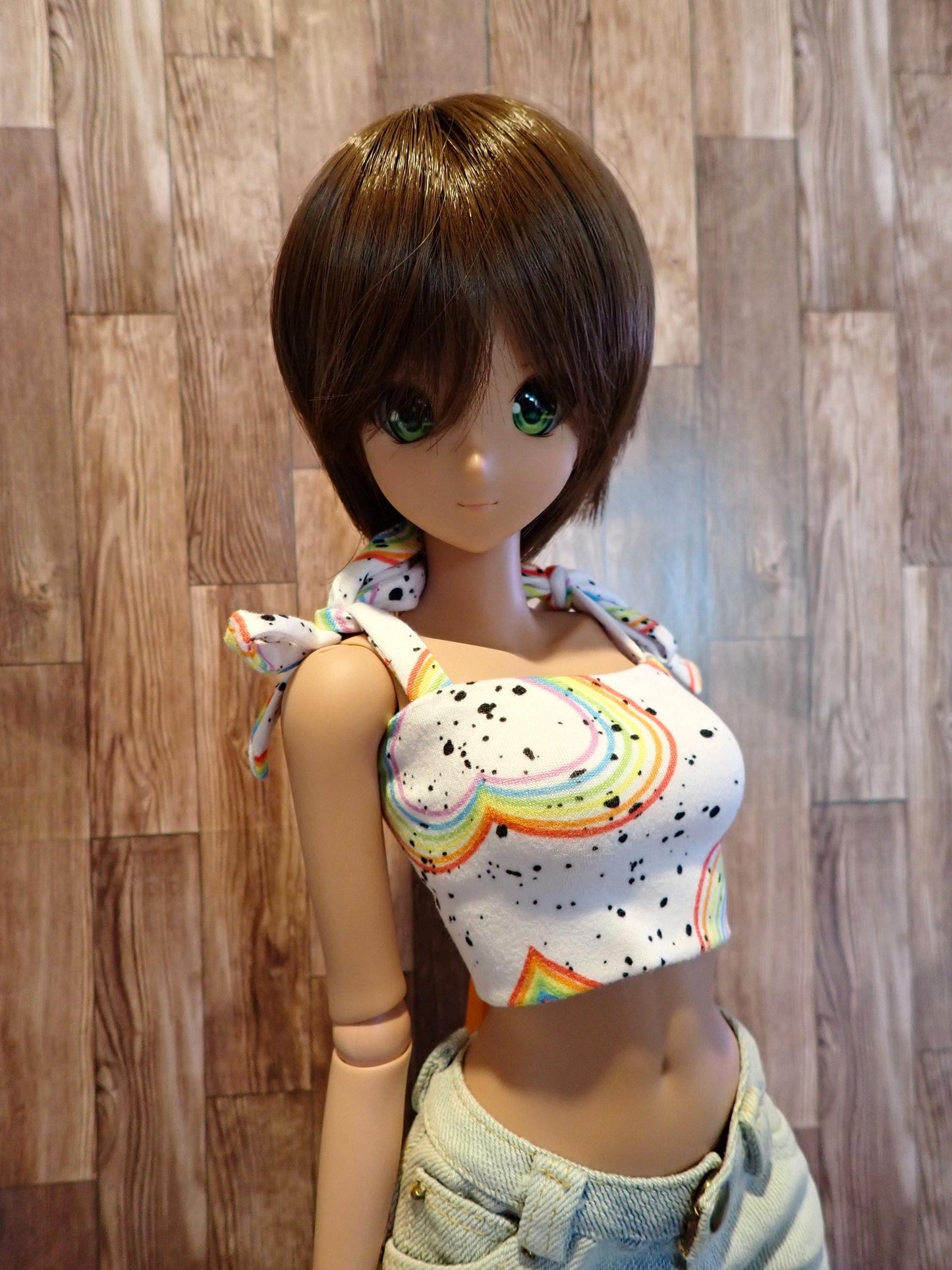 Smart doll Classic Tie strap top Paint splatter rainbow heart