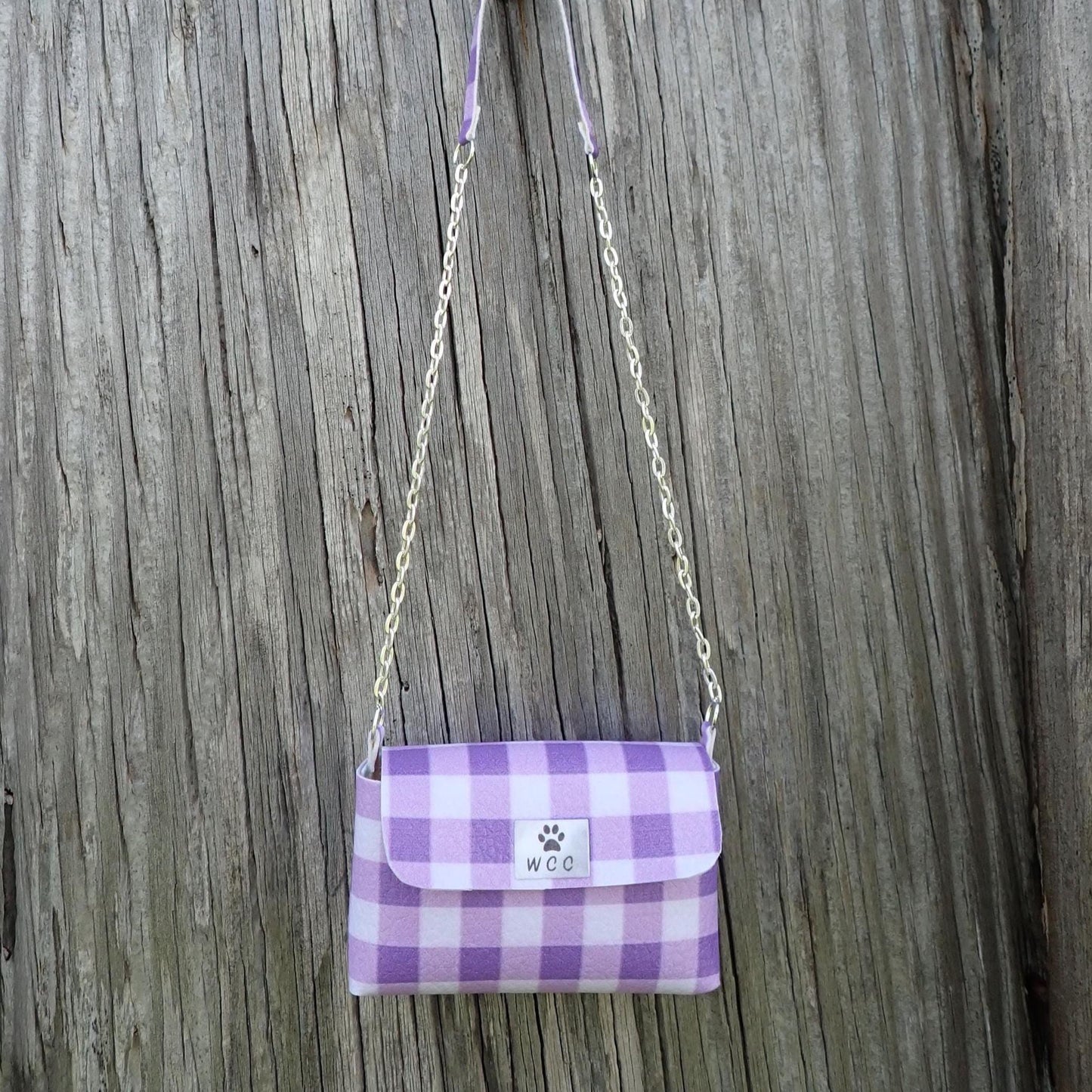 Smart doll purse purple plaid