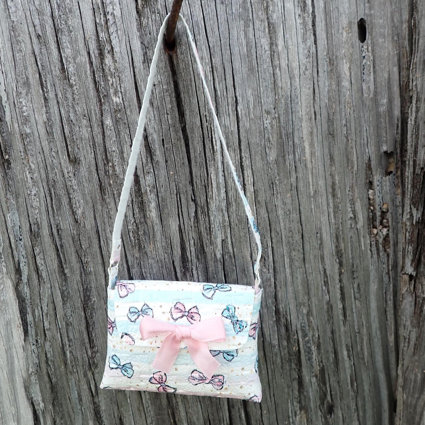 Smart doll bow shoulder bag purse pink white blue