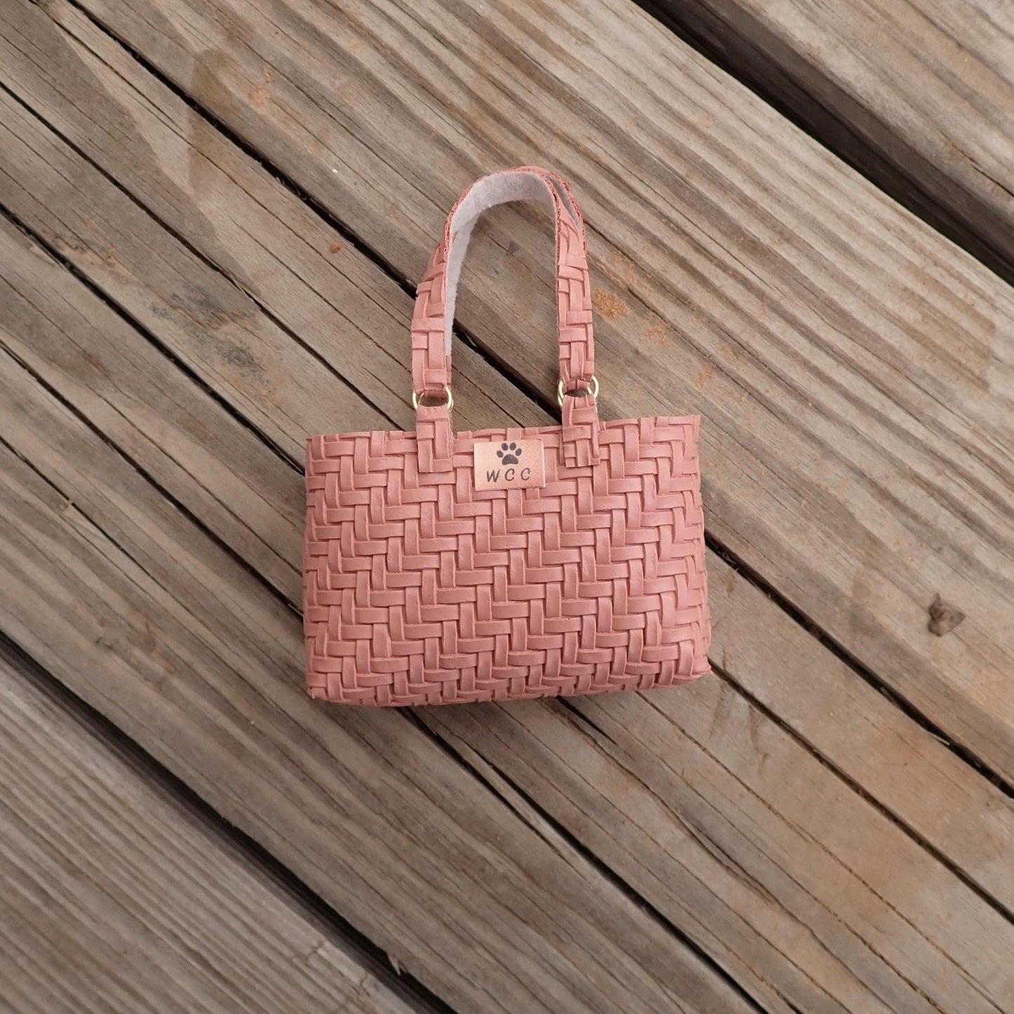 Smart doll mauve embossed woven texture tote bag purse