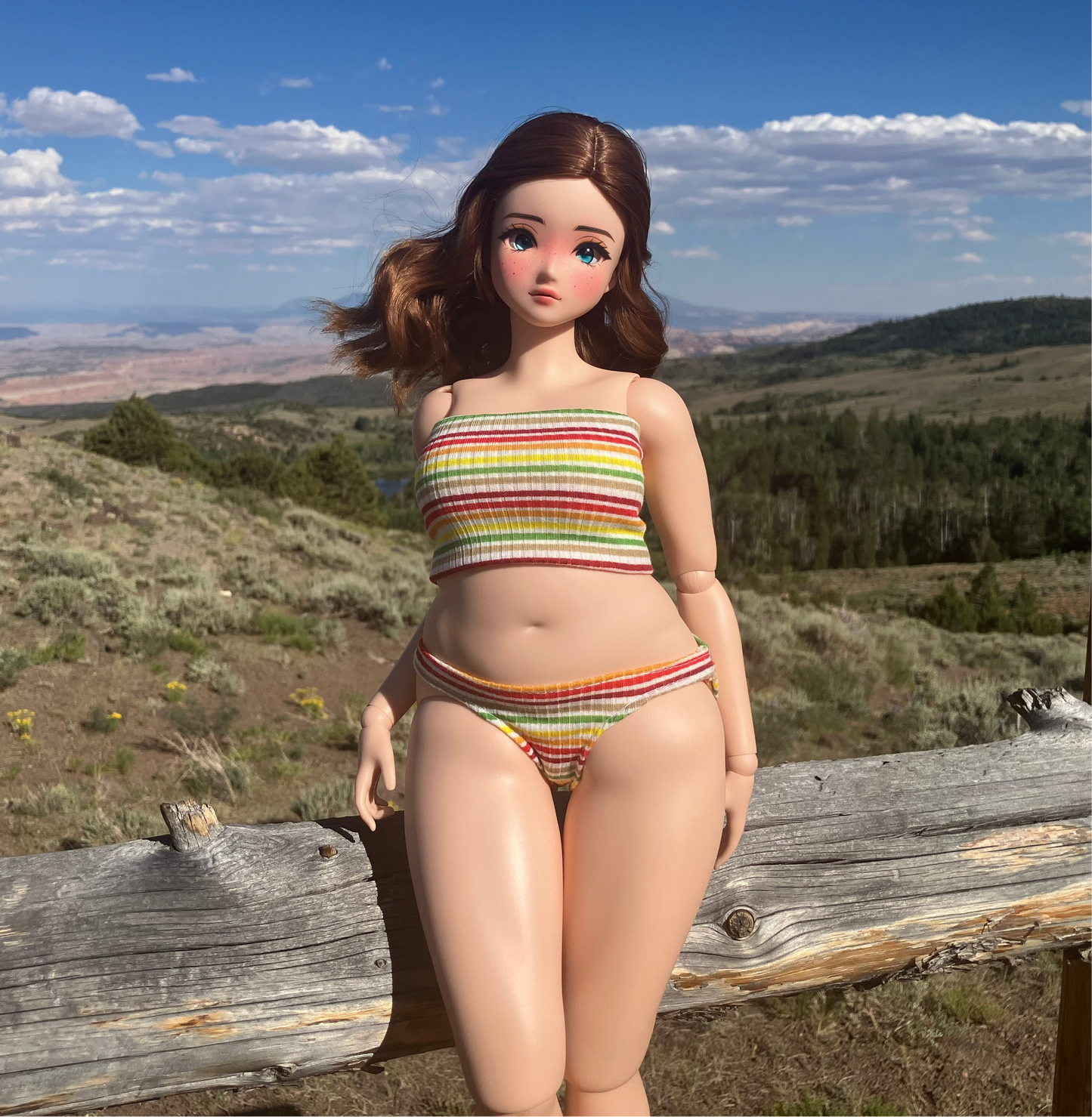 MADE TO ORDER Smart doll PEAR retro stripes swimsuit bikini