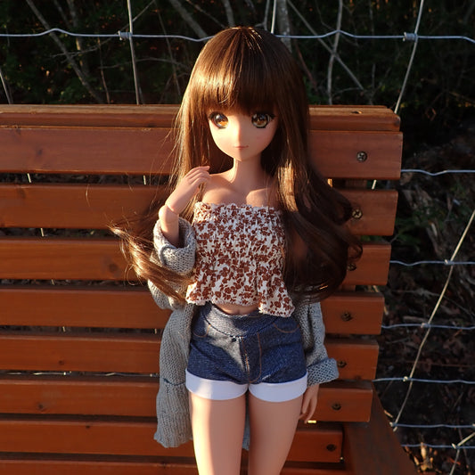 Smart doll shirred brown floral print tube top (Classic)