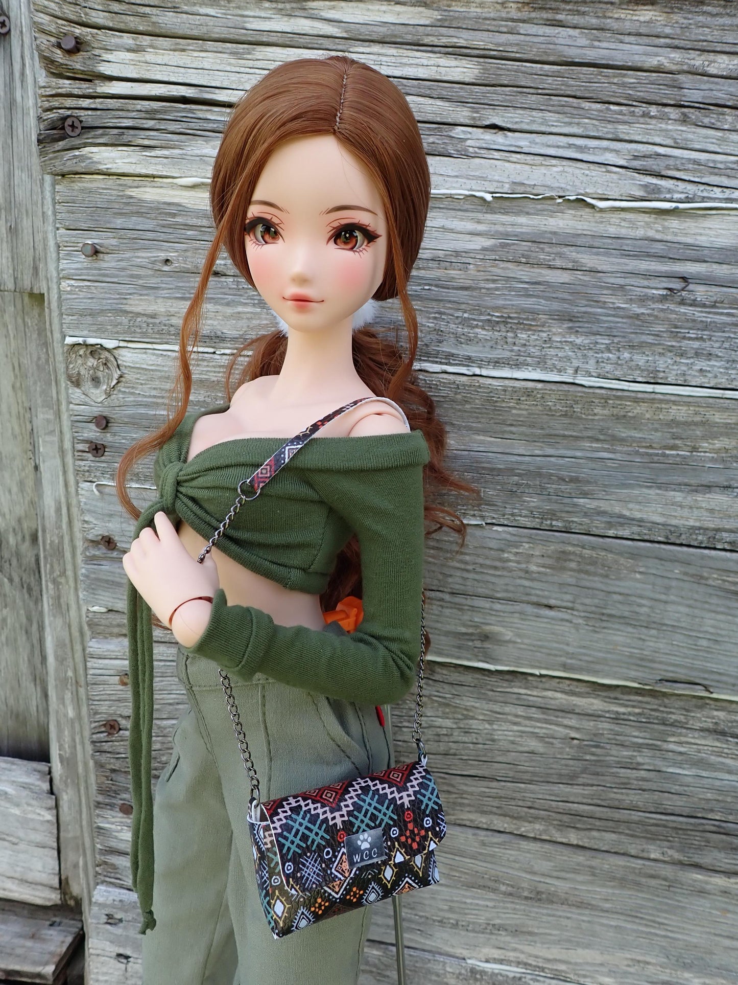 Smart doll purse black southwestern print