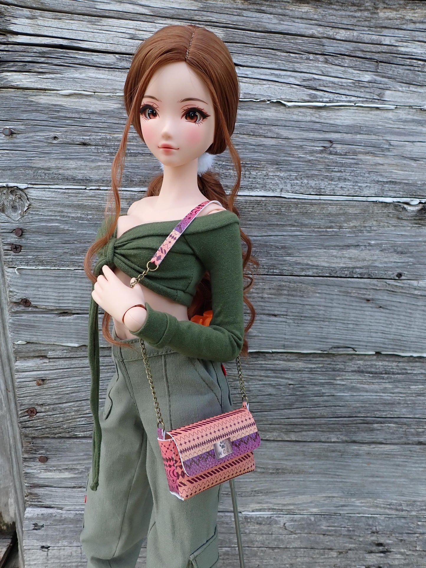 Smart doll purse sunset peach purple southwestern print
