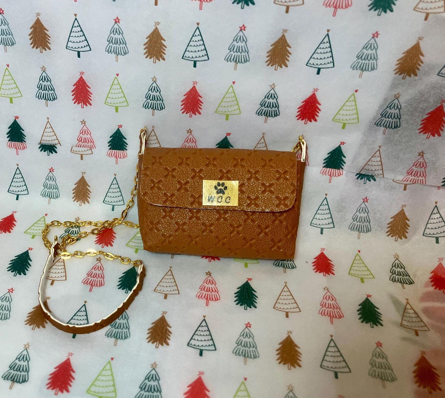Smart doll purse brown textured leather