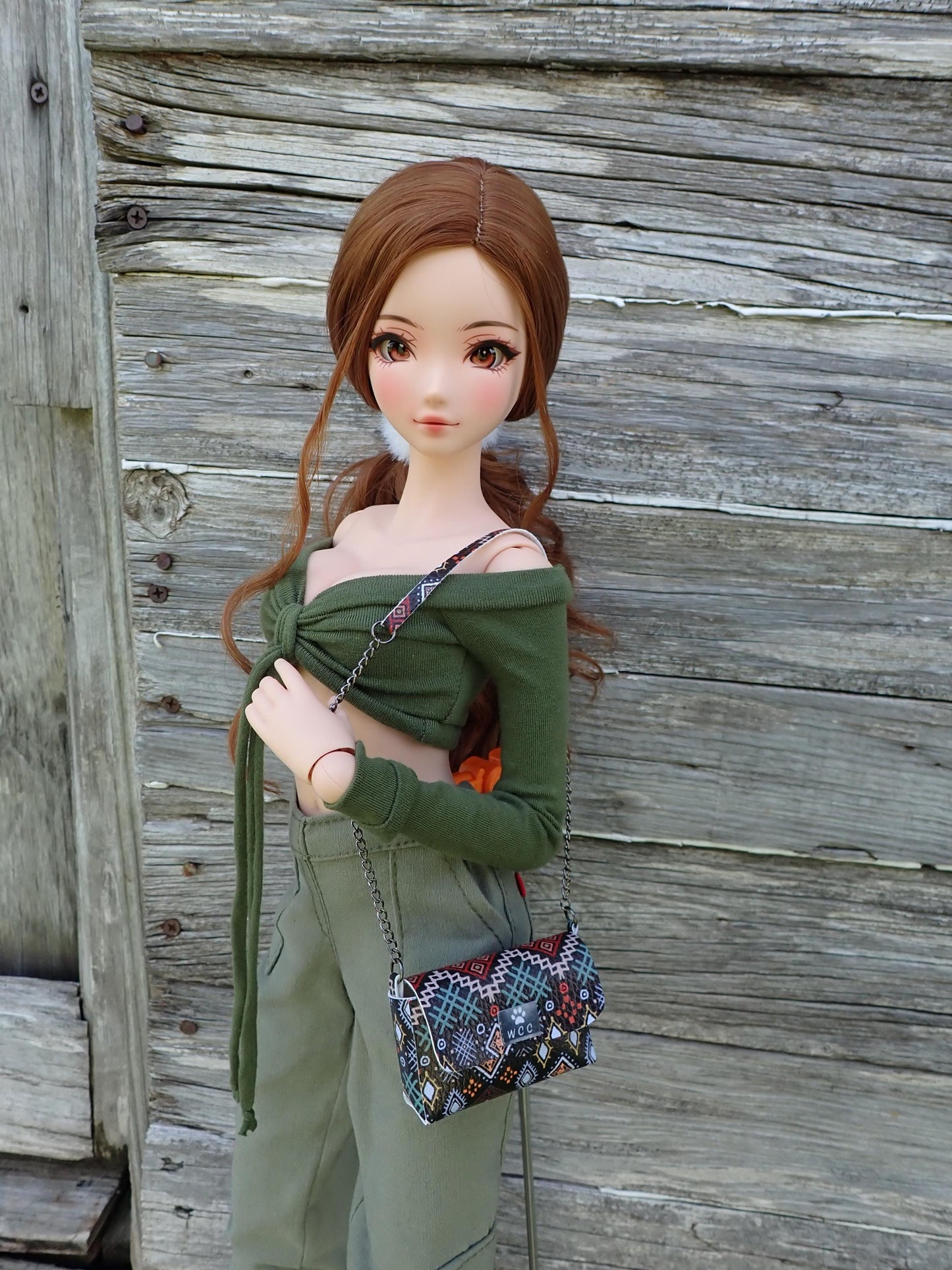 Smart doll purse black southwestern print