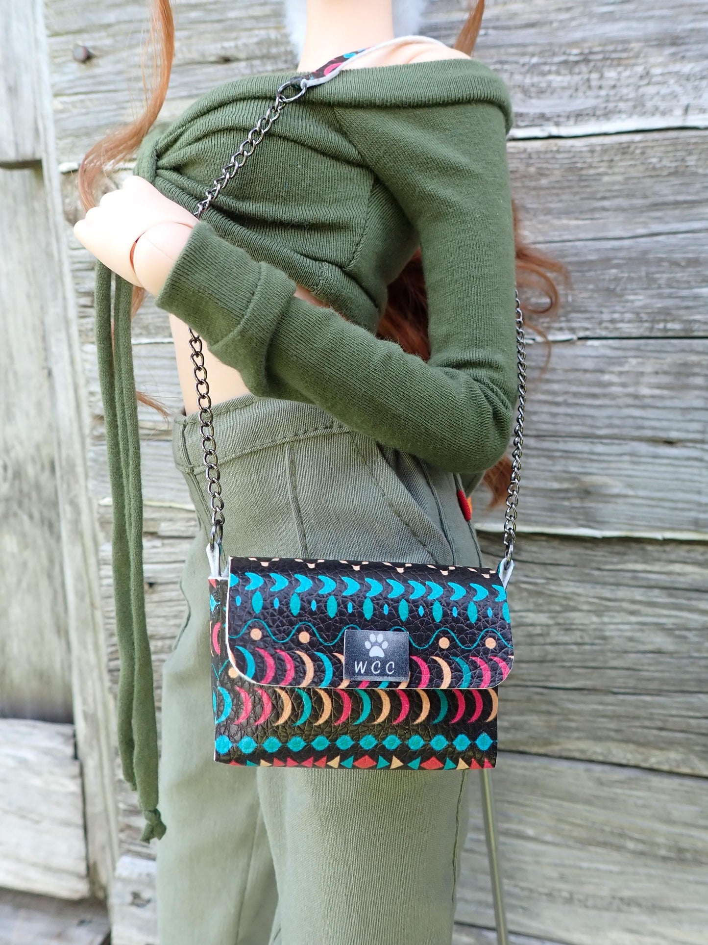 Smart doll purse black southwestern print