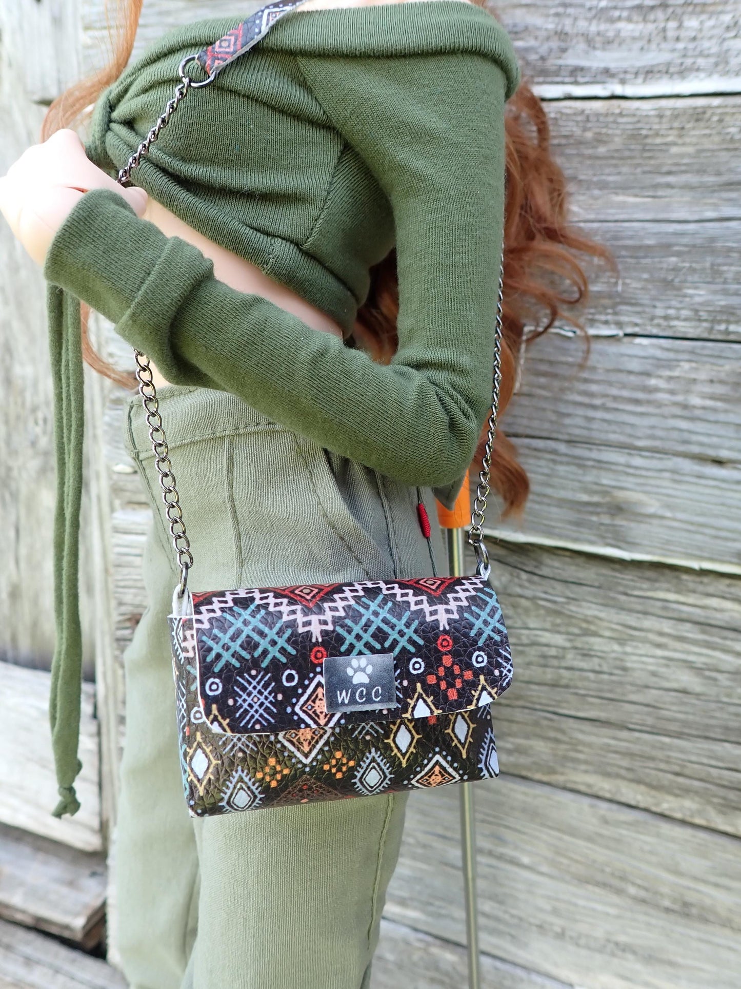 Smart doll purse black southwestern print