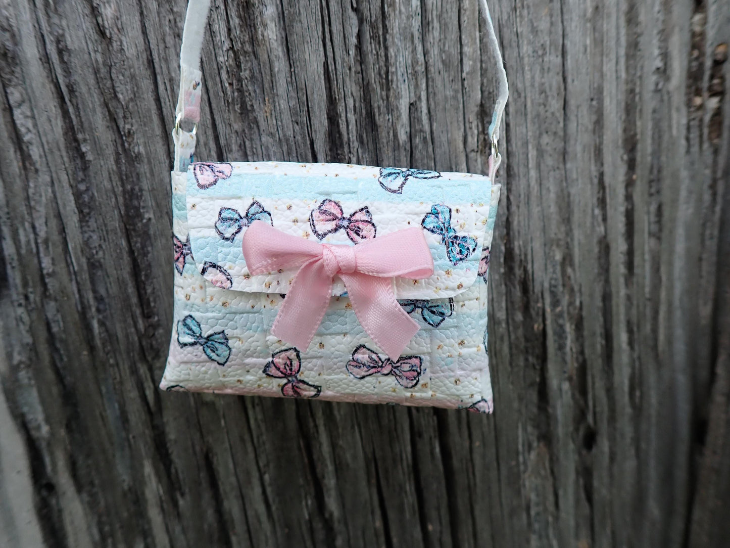 Smart doll bow shoulder bag purse pink white blue