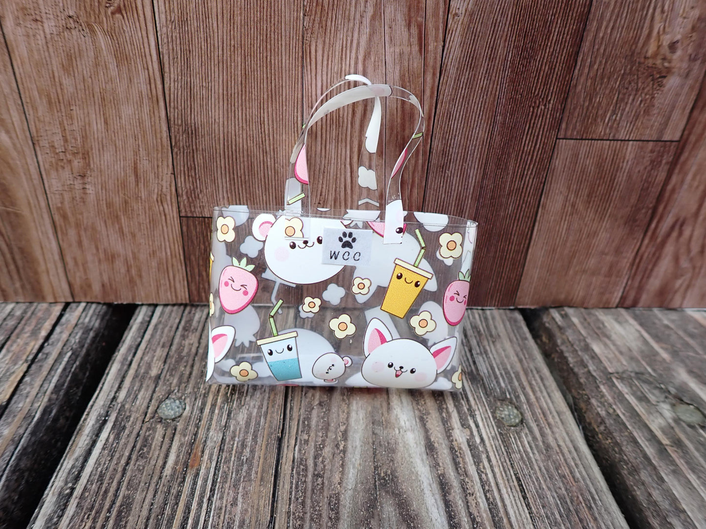 Smart doll clear cute animal drink strawberry print purse