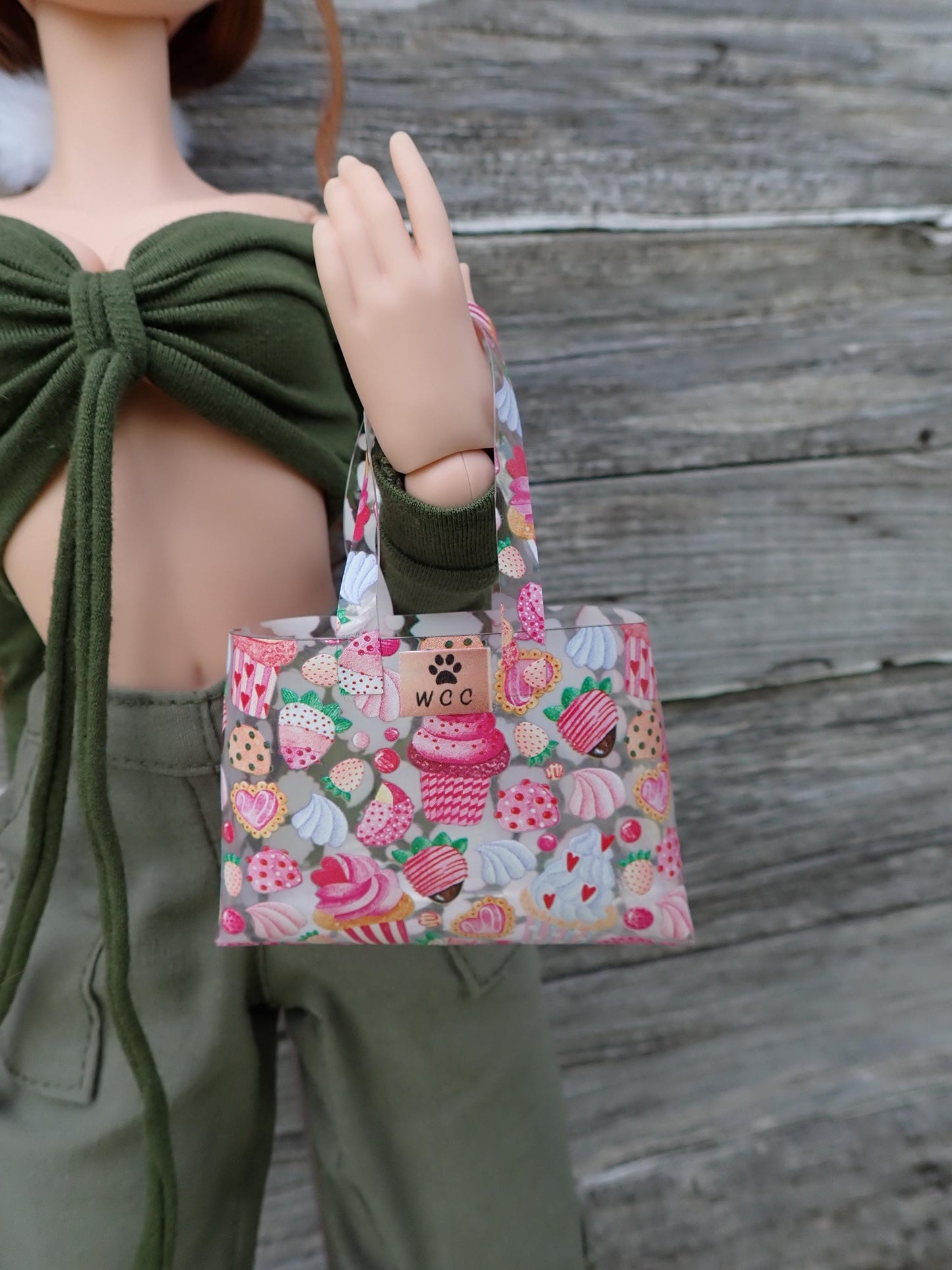 Smart doll clear cupcake sweets cookie print purse
