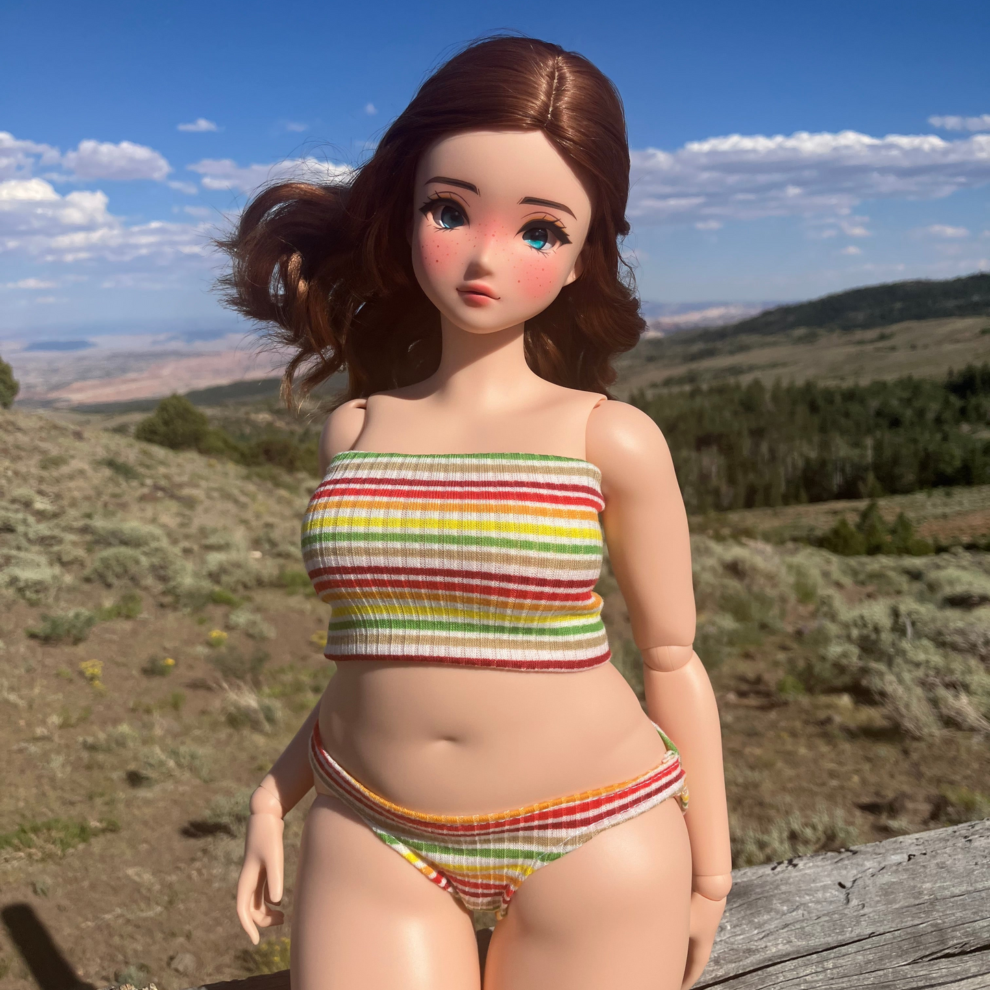 MADE TO ORDER Smart doll PEAR retro stripes swimsuit bikini