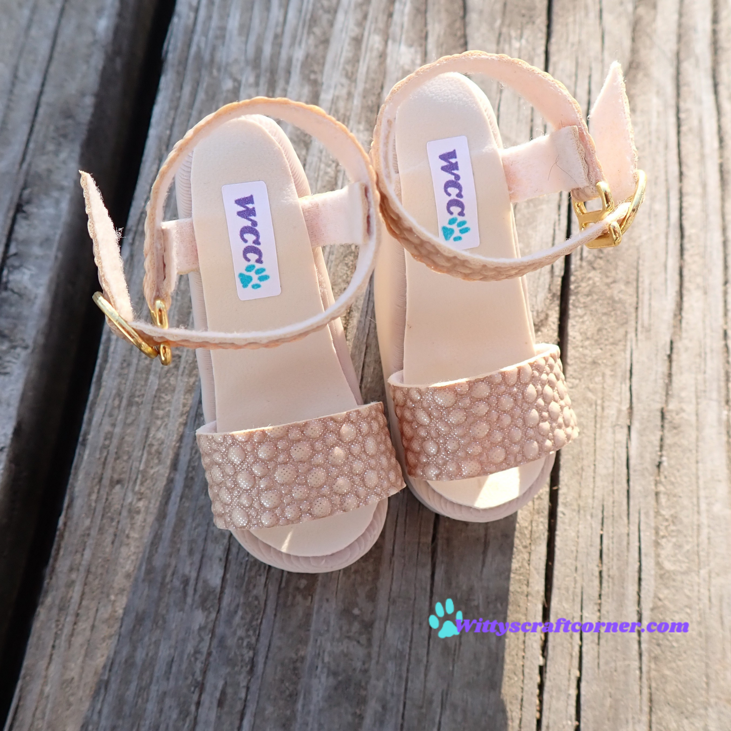 Smart doll beige wedges bubble textured faux leather straps