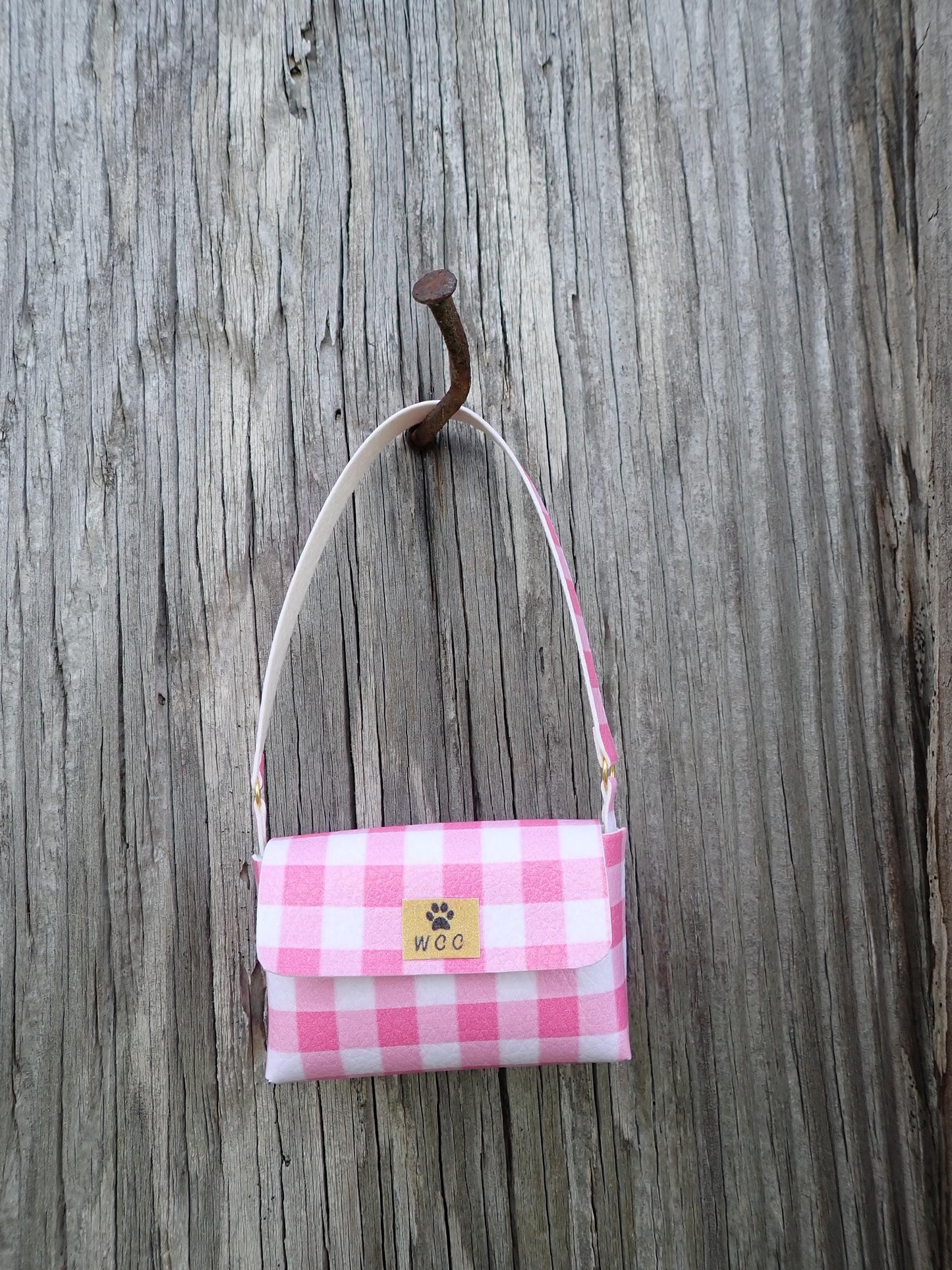 Smart doll pink plaid checkered shoulder bag purse