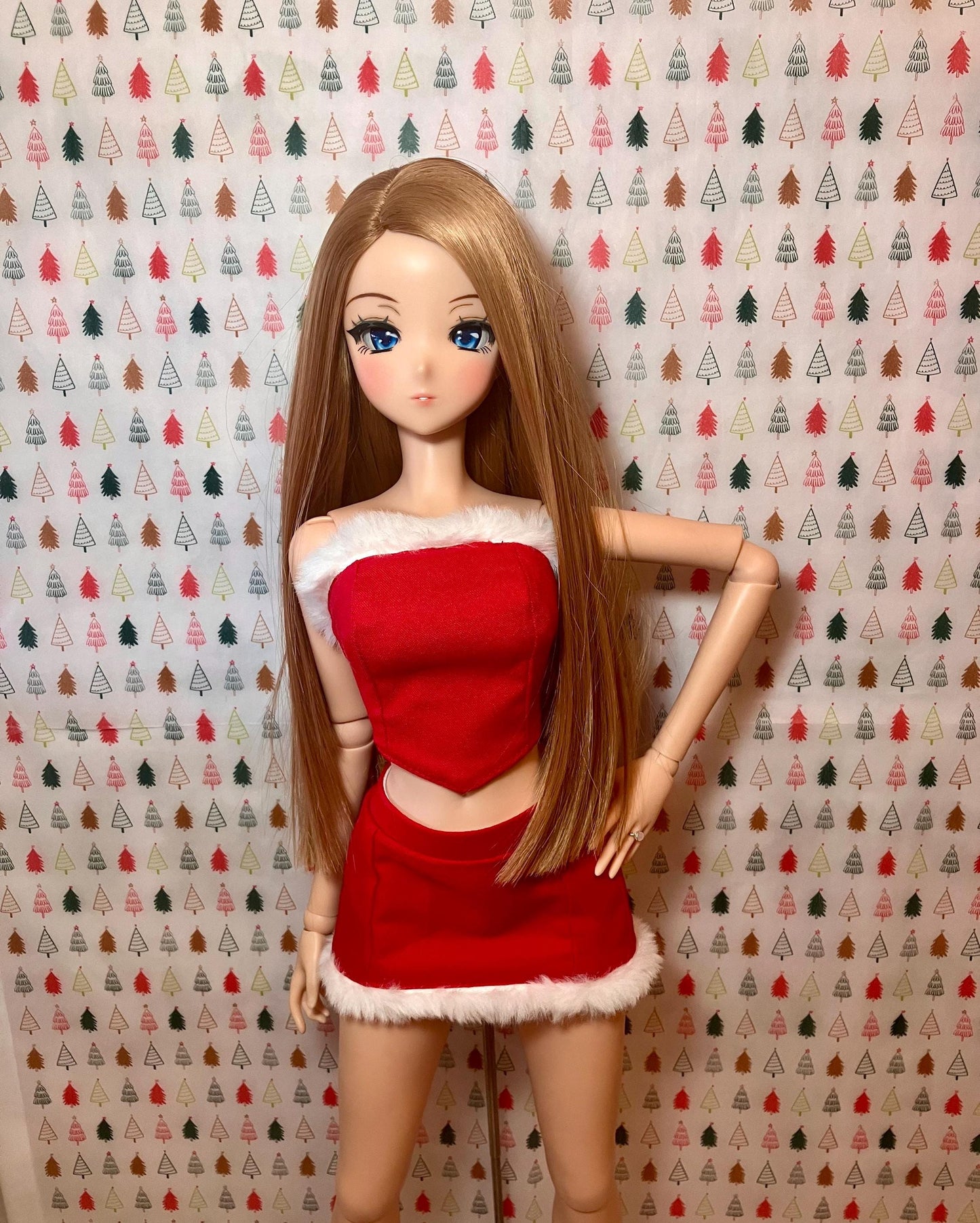 Smart doll Christmas outfit red fur trim