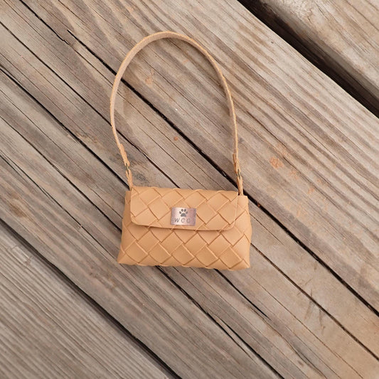 Smart doll brown ochre basket weave shoulder bag purse
