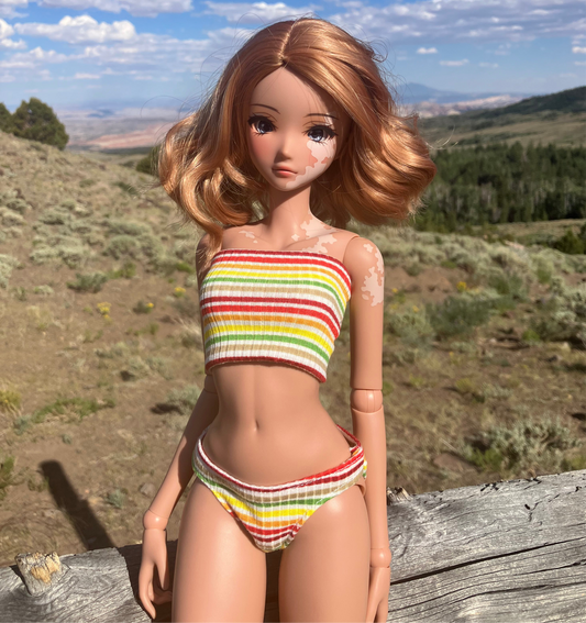 MADE TO ORDER Smart doll classic retro stripes swimsuit bikini
