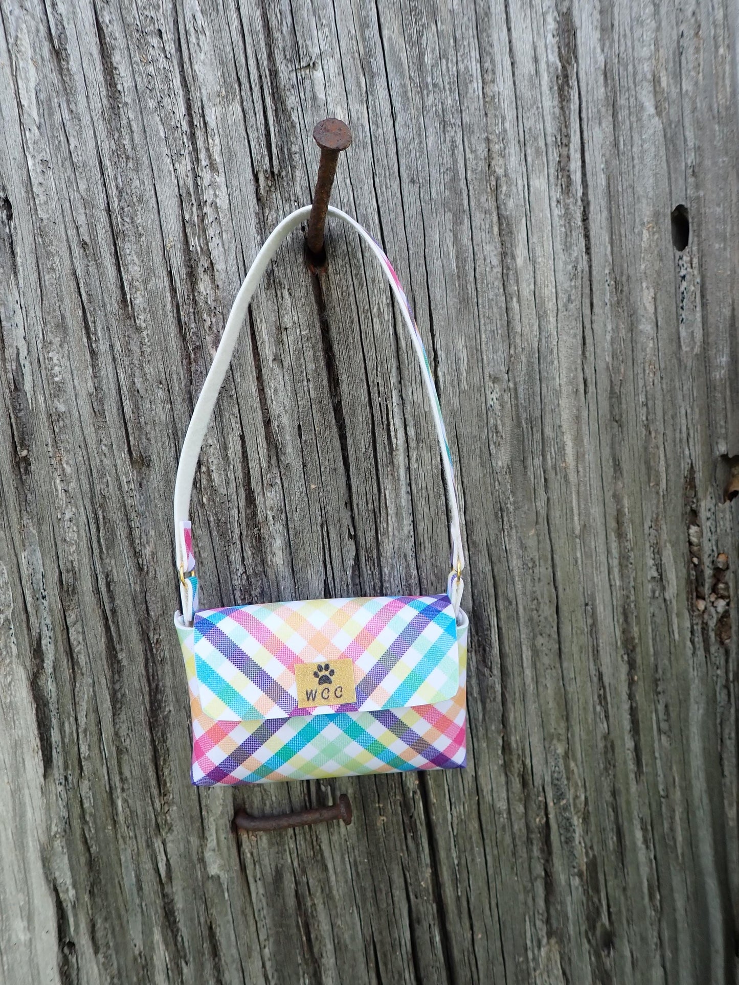 Smart doll rainbow plaid shoulder bag purse