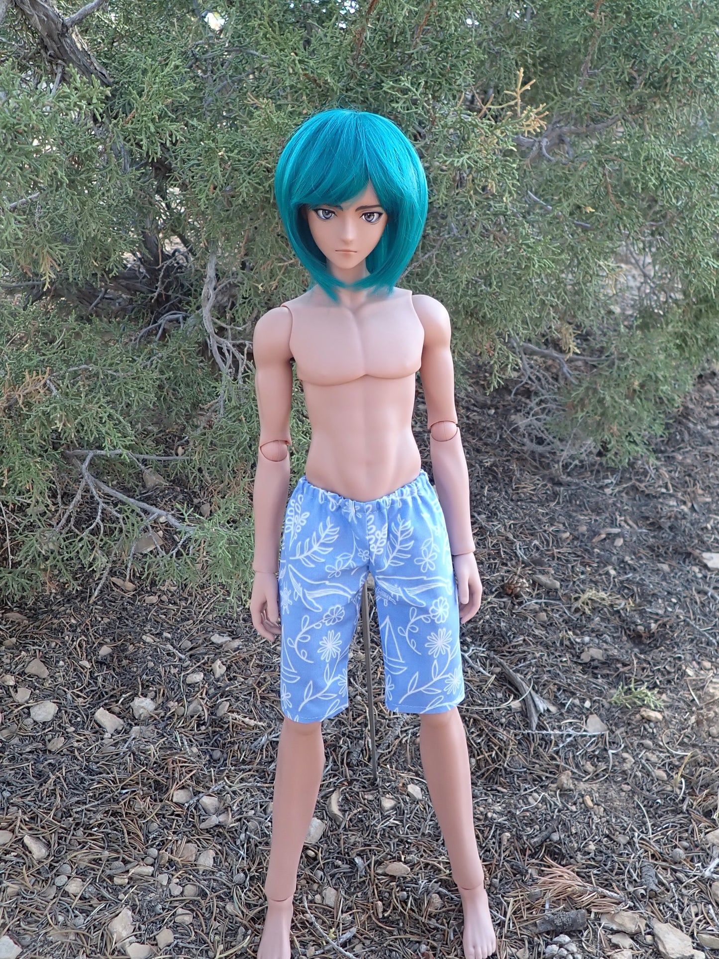 MADE TO ORDER Smart doll guys baby blue nautical ocean swim trunks shorts
