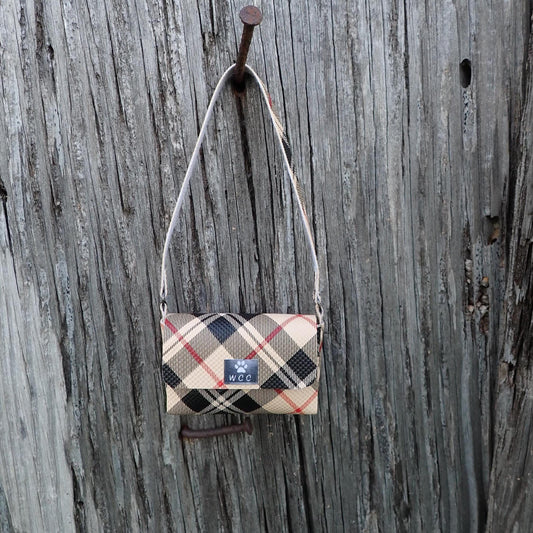 Smart doll beige black red plaid shoulder bag purse