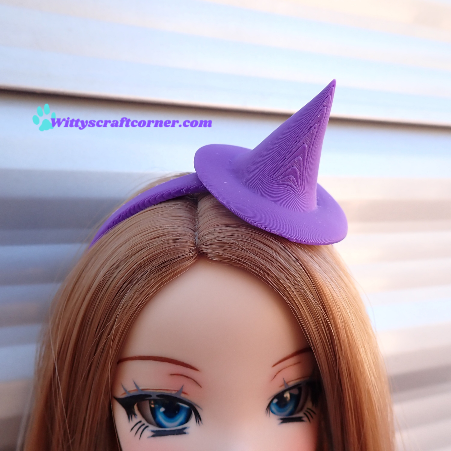 Smart doll headband witch hat purple 3D printed