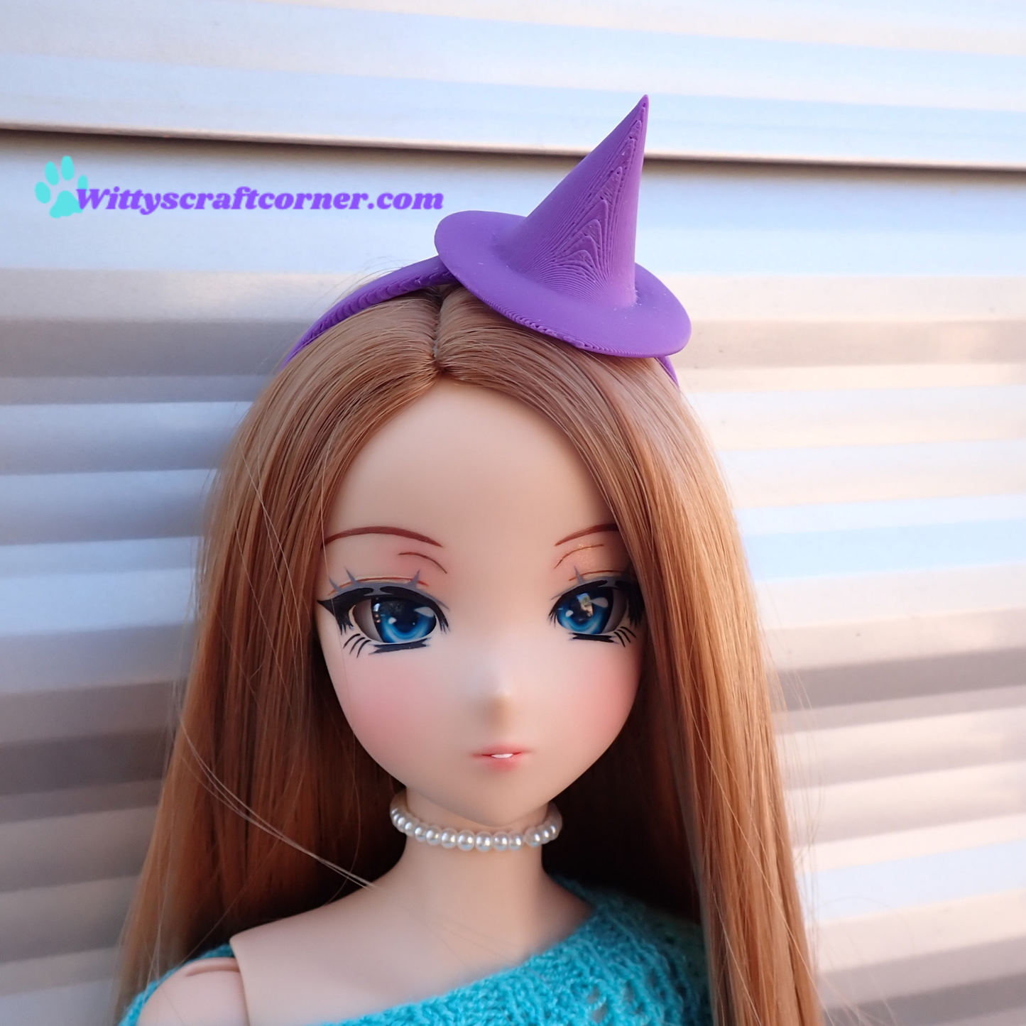 Smart doll headband witch hat purple 3D printed