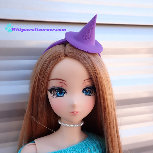 Smart doll headband witch hat purple 3D printed