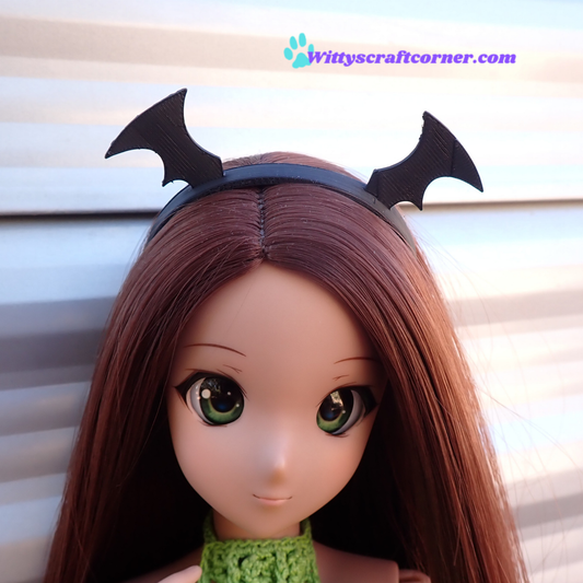 Smart doll headband bat wings silk black 3D printed