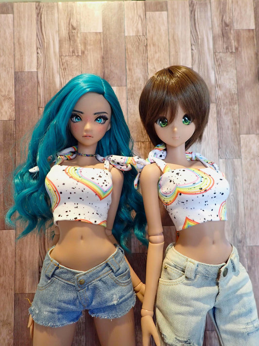 Smart doll Classic Tie strap top Paint splatter rainbow heart