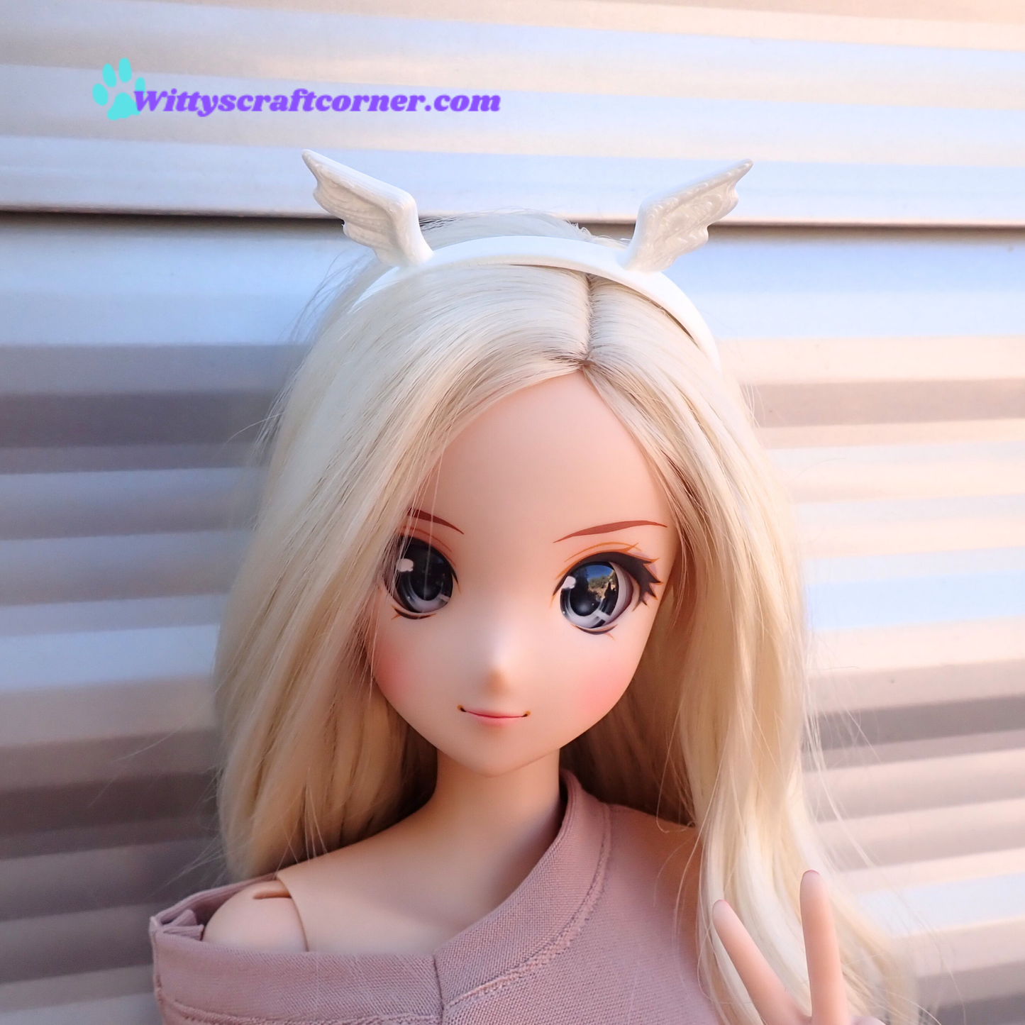 Smart doll headband angel wings pearl 3D printed