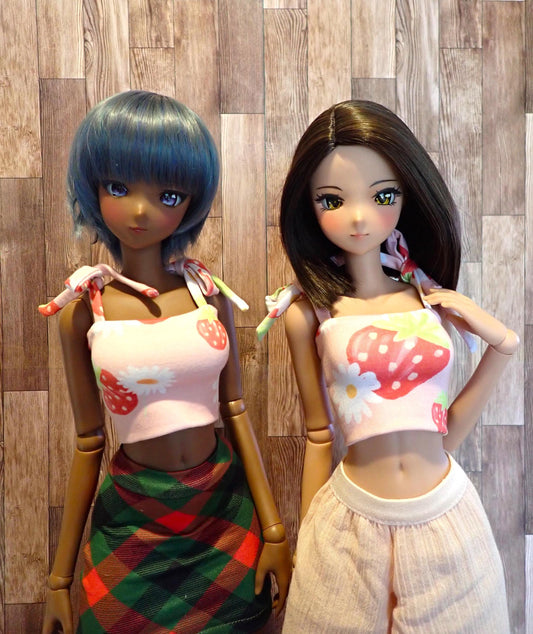 Smart doll Classic Tie strap top pink strawberries and flowers