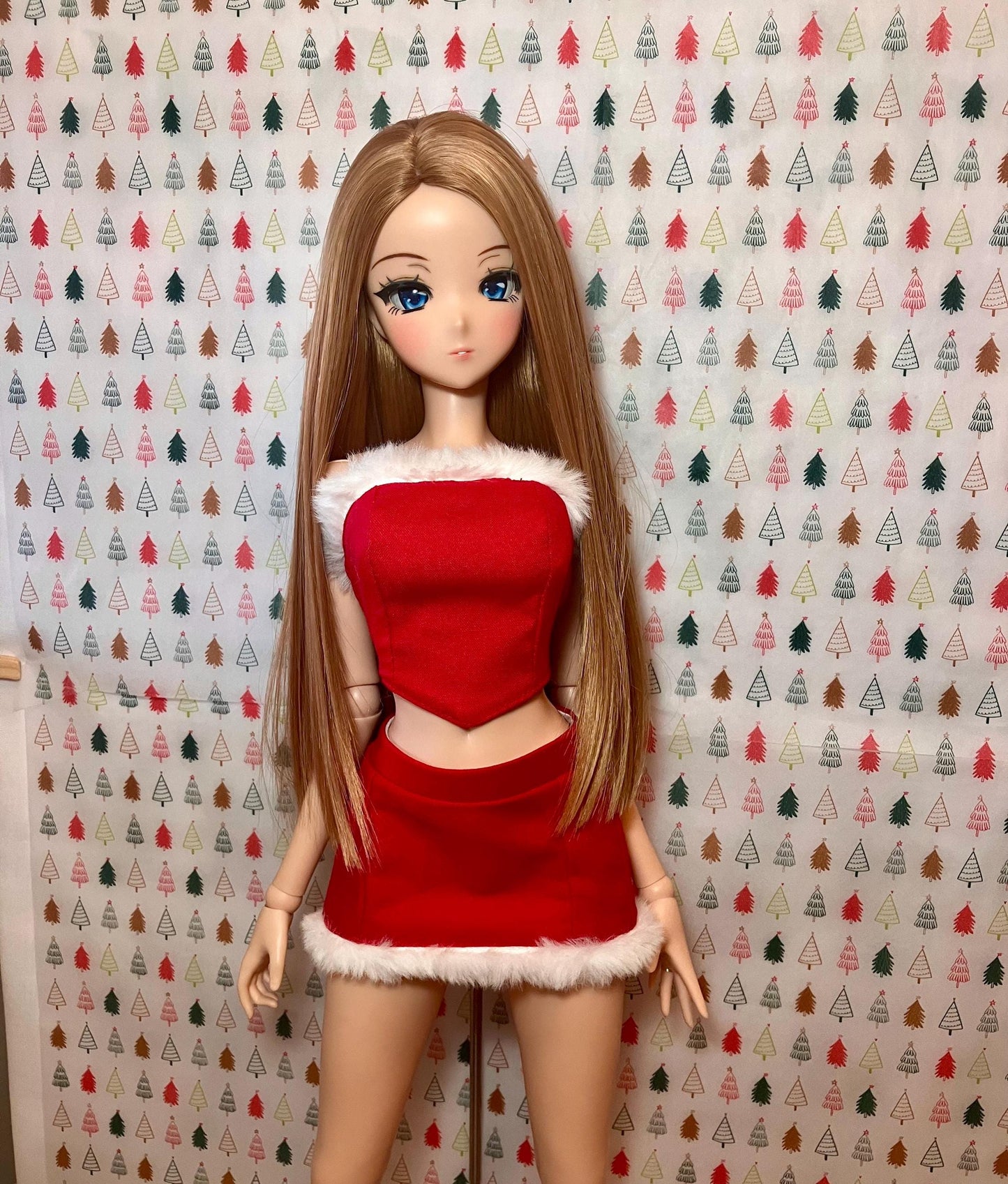 Smart doll Christmas outfit red fur trim