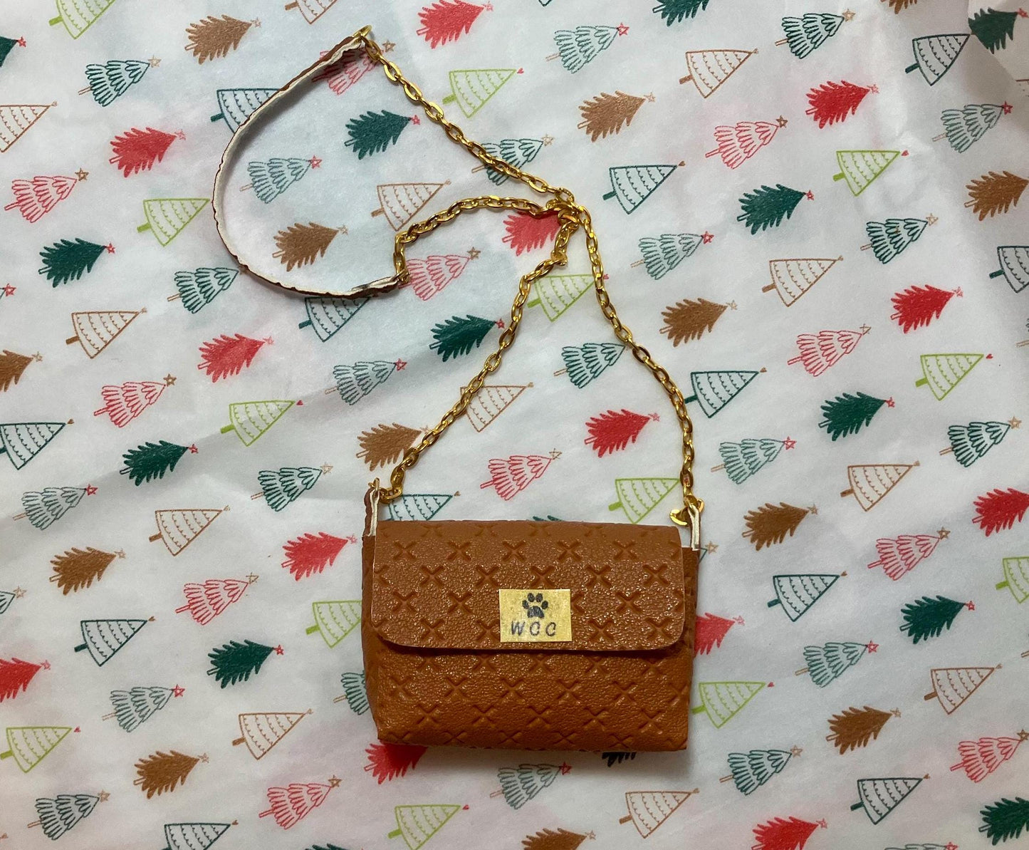 Smart doll purse brown textured leather