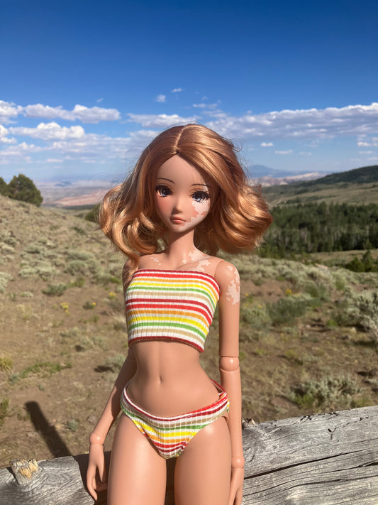 MADE TO ORDER Smart doll classic retro stripes swimsuit bikini