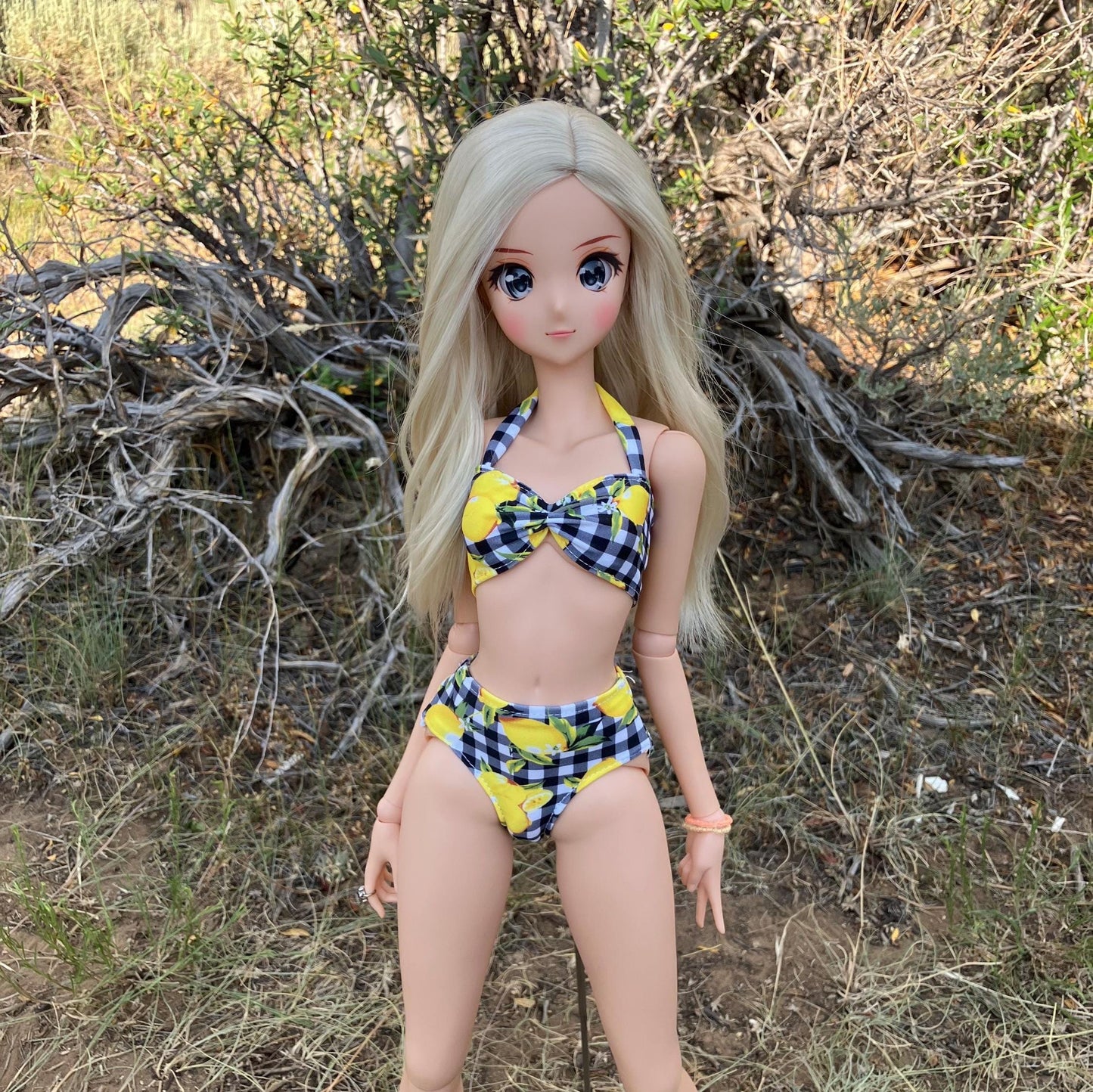 MADE TO ORDER Smart doll lemon gingham swimsuit bikini