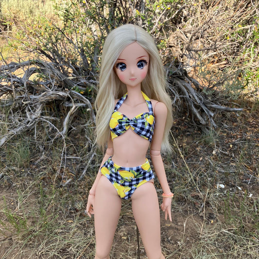 MADE TO ORDER Smart doll lemon gingham swimsuit bikini
