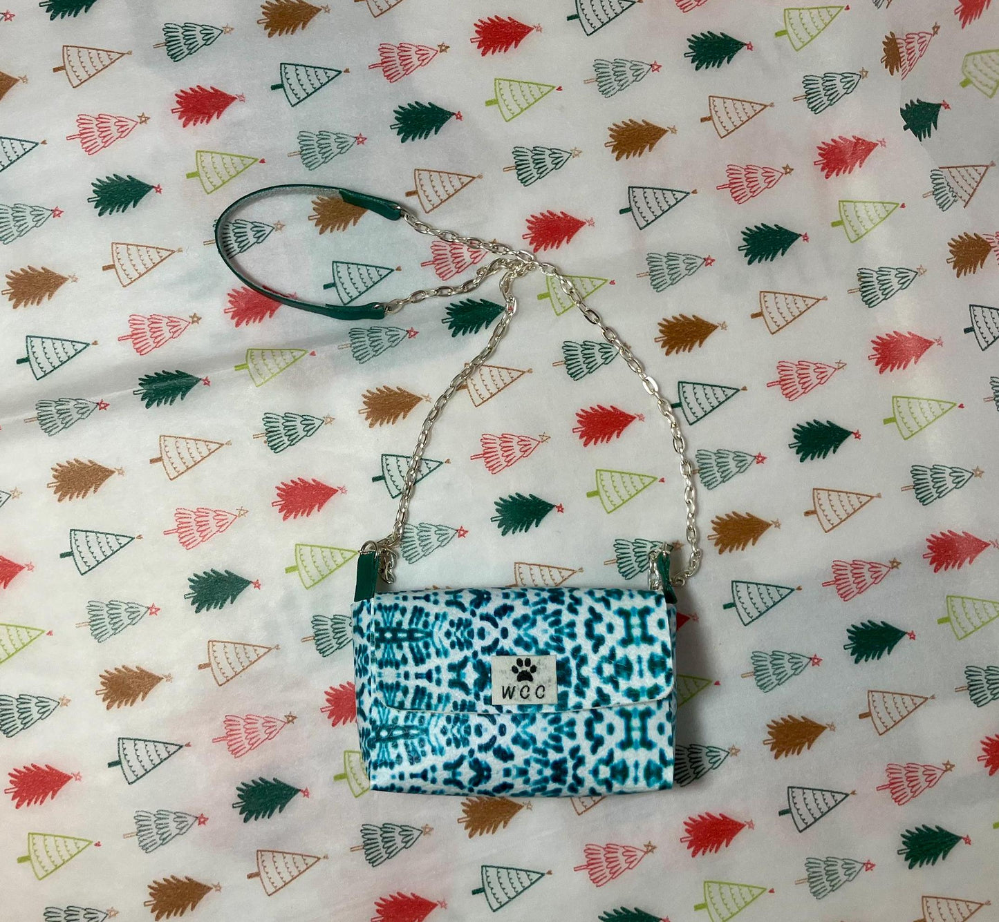 Smart doll purse teal and white southwestern style prin