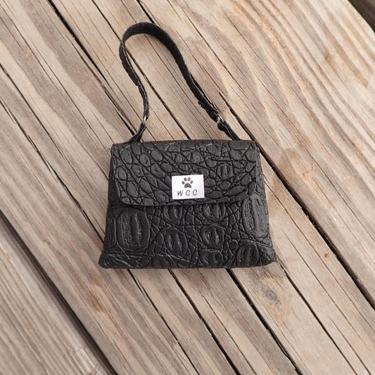 Smart doll black alligator skin embossed large purse
