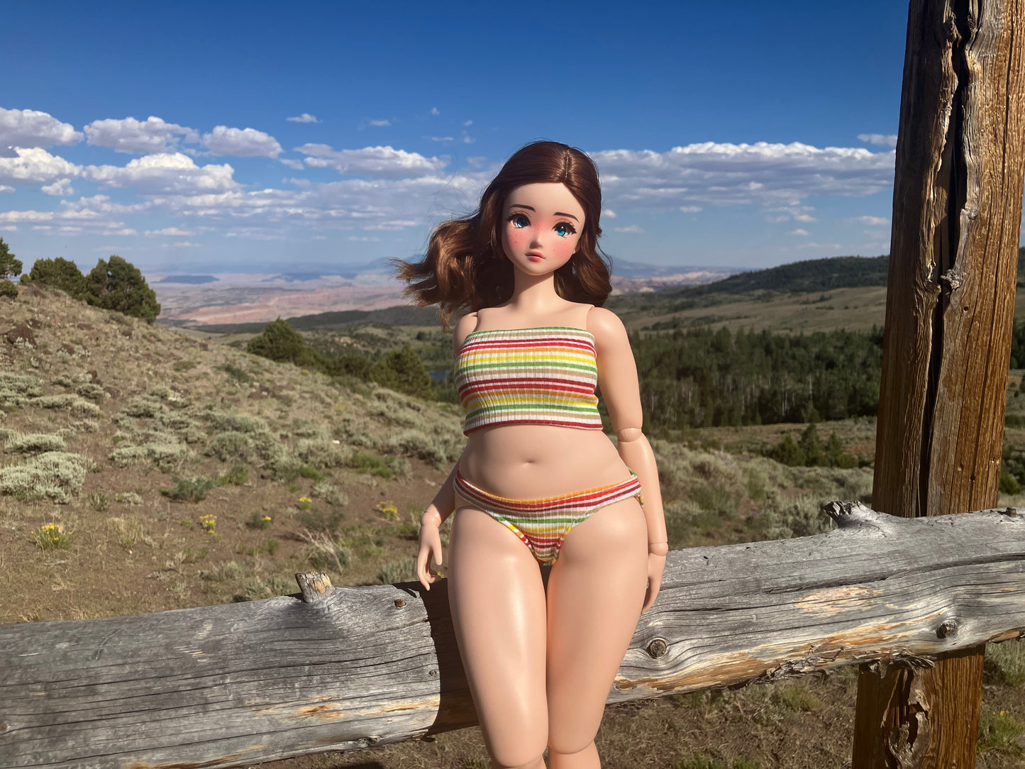 MADE TO ORDER Smart doll PEAR retro stripes swimsuit bikini