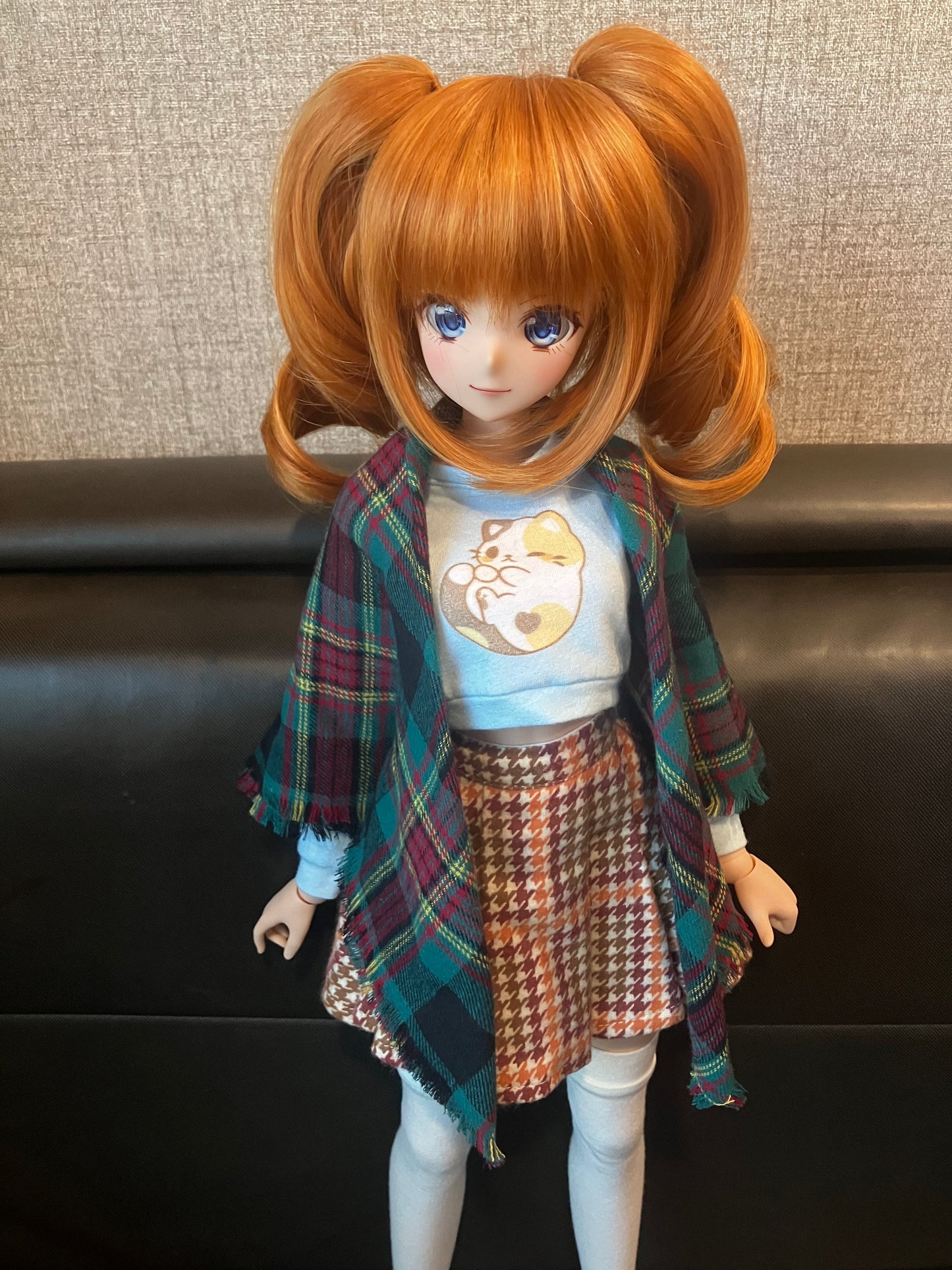 Smart doll shawl flannel plaid red and green