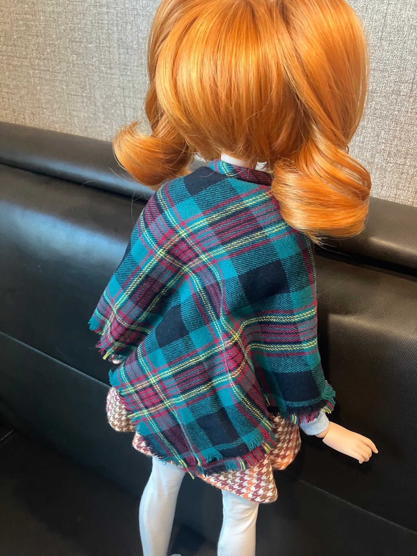 Smart doll shawl flannel plaid red and green