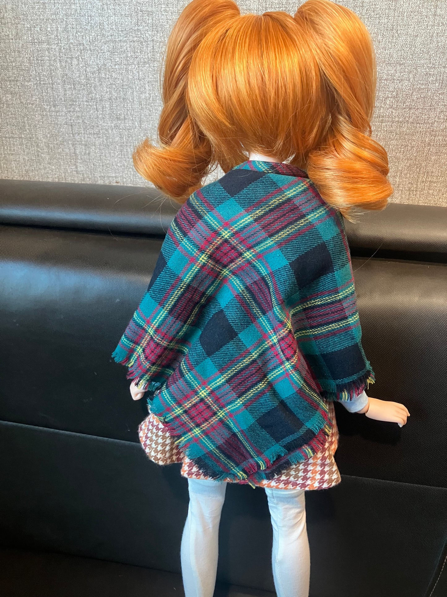 Smart doll shawl flannel plaid red and green